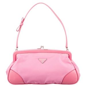 Prada Saffiano Trimmed Tessuto Frame Shoulder Bag